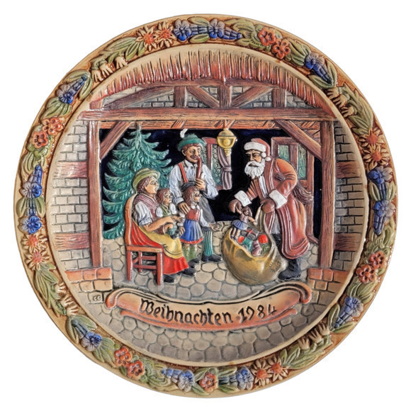 Vintage Christmas Western Germany Weihnachten Salt Glaze 1984 Wall Décor‎ Plate - Picture 1 of 13